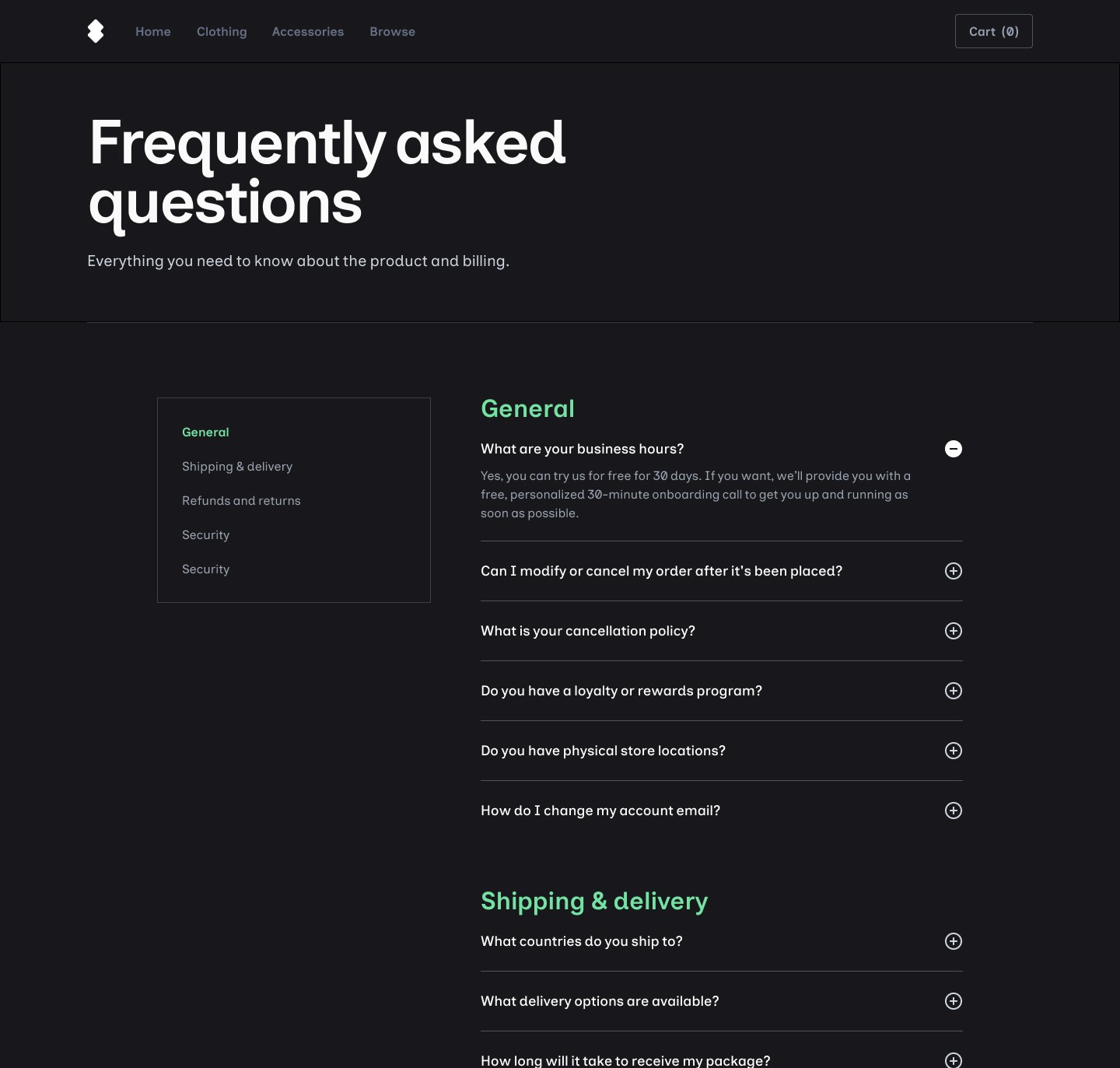 Tìm câu trả lời trong FAQ
